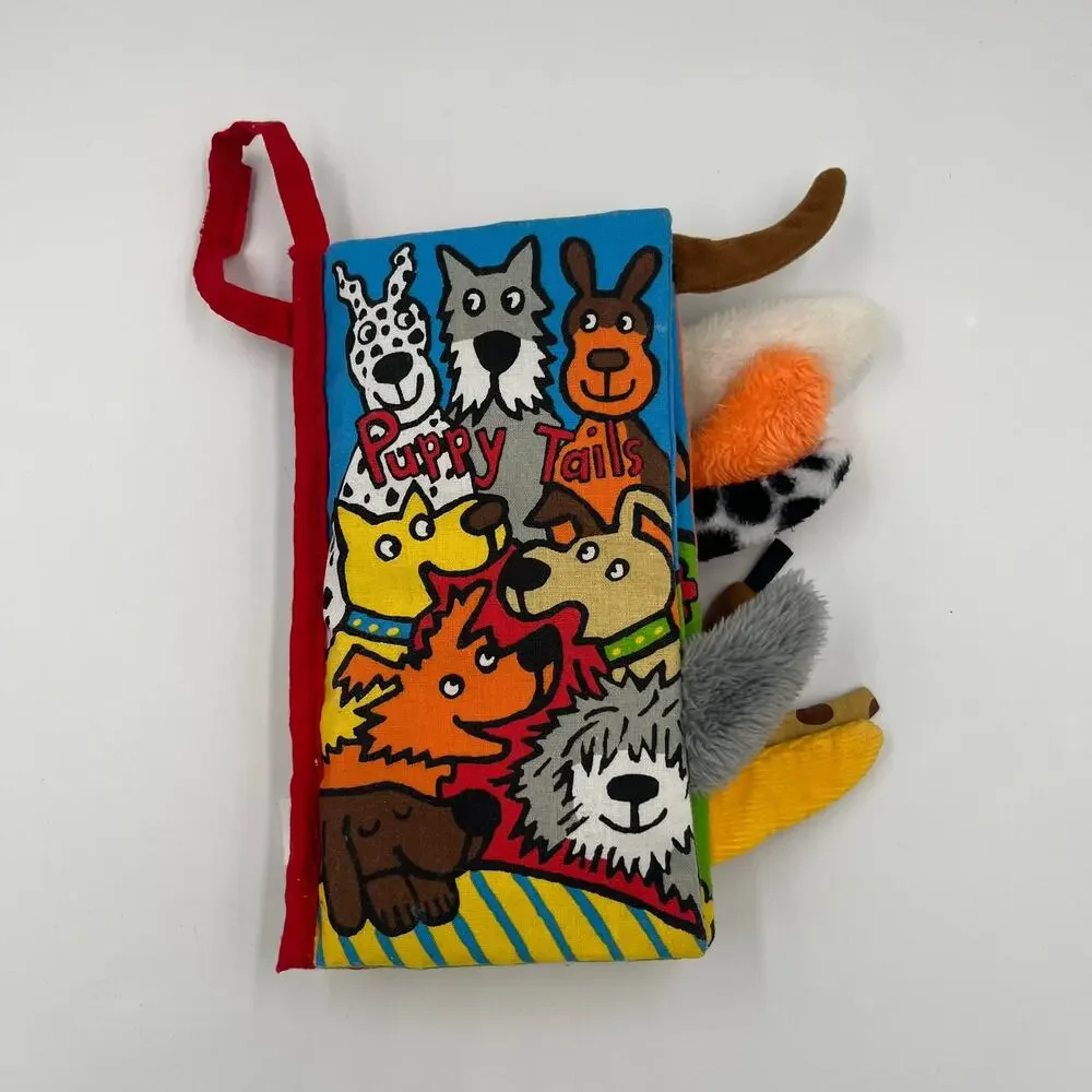 Jellycat Plush Cloth Book Puppy Tails Soft Sensory Crinkle Tags Anne Wilkinson